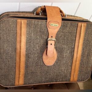 Vintage Saks Fifth Avenue Large Tweed Suitcase Luggage